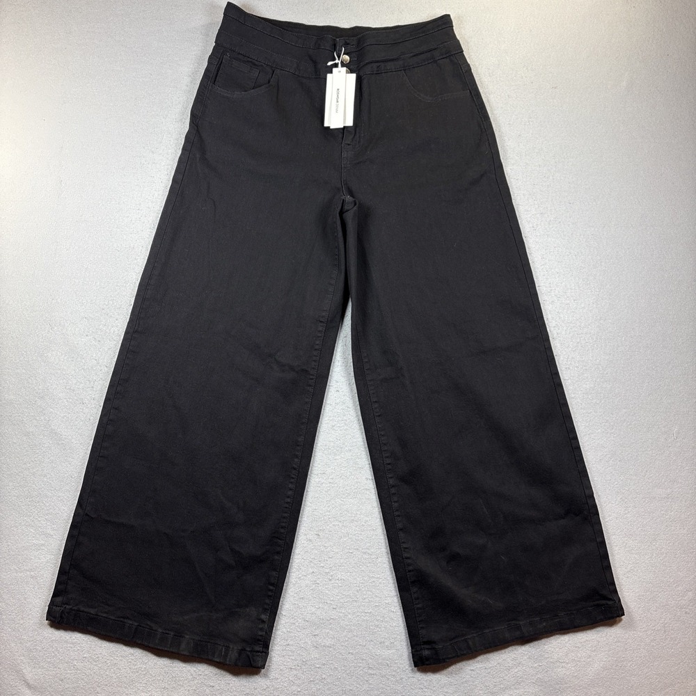 NWT Roswear High Waisted Jean Denim Wide Leg Aframe Grunge Skater Size XL Black